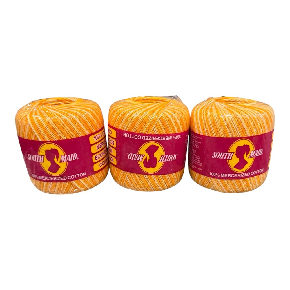South Maid Shaded Yellows Crochet Thread 100% Mercerized Cotton Lot of 3 - Picture 1 of 3